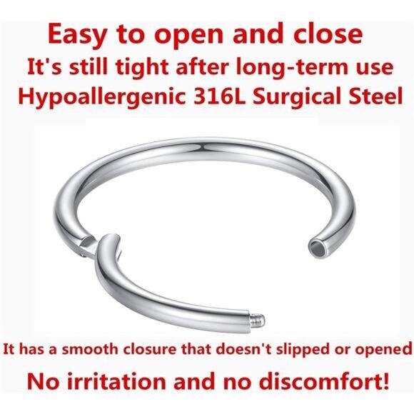 Hypoallergenic Nose Rings - Surgical Steel Septum & Lip Hoop Piercings - Picture 3 of 8